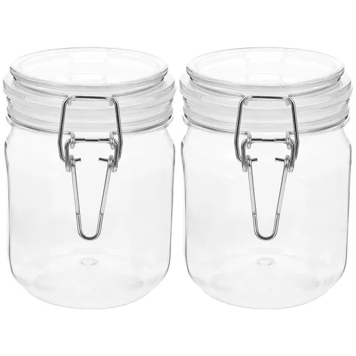 Transparent Airtight Jar with Lid for Home Use Plastic Honey Container 2 Pieces