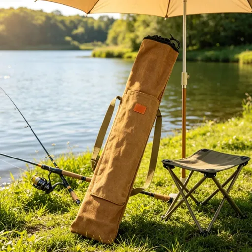 120cm Rod Case Angling Rods Bag, Folding Rod Carry Large Capacity Fishing Rod Case, Angling Rod Bag, Fishing Umbrellas Carry Bag for Camping Hiking - Brown - Size 120cm