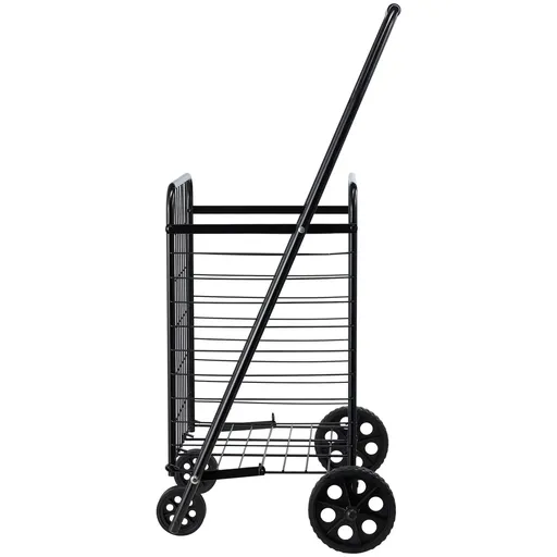 Shopping Cart, Folding Grocery Utility Cart with Swivel Wheels, 40.8 kg Large Load Capacity, Heavy Duty Rolling Laundry Basket Butler for Laundry, Shopping, Camping, Grocery, Luggage, Black