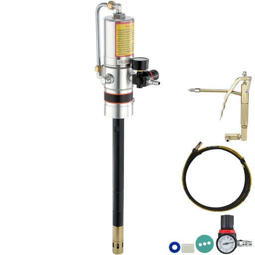 Grease Pump, 50:1 Pressure Ratio Air Operated Grease Pump with 3.88 m High Pressure Hose and Grease Gun, Pneumatic Grease Pump, Portable Lubrication Grease Pump with 360° Swivel Grease Gun Head