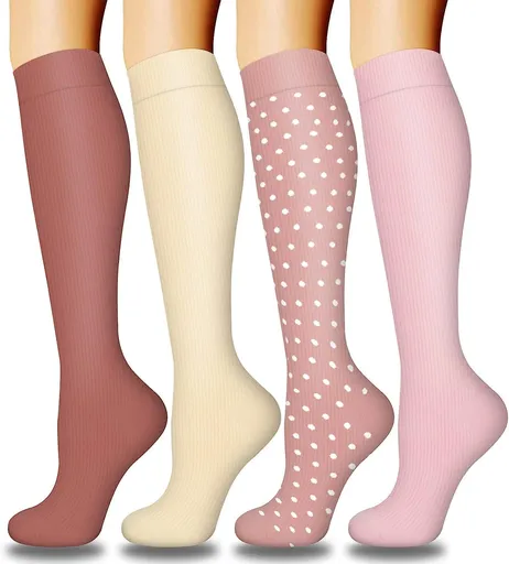 Petluno 4 Pairs Compression Socks For Women & Men - Best Circulation Support for Athletic Running, Cycling, Travel - Set-06 S-M