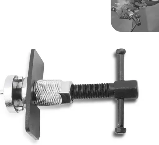 Car Brake Pad Replacement Tool, Disc Brake Caliper Compression Tool Kit, Anti-rust Piston Rewind Device with 2 Adapters and C-shaped Plate, Universal Repair Accessory for Cars (Silver)