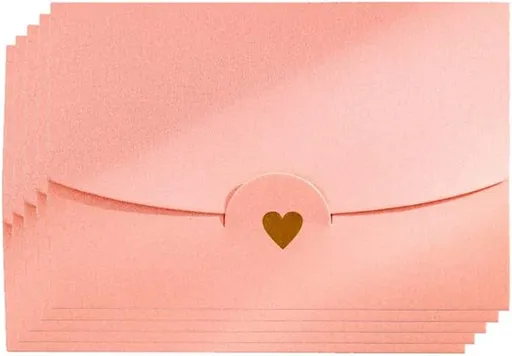 Mini envelope, 50 pieces, gift card envelope, mini pink envelopes, with heart closure, for DIY gift vouchers, Christmas, Valentine's Day, birthday party, gift card (Pink) pink