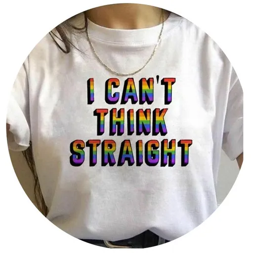 House Of Dasein 17 Designs Gay Pride Rainbow Harajuku Shirts For Women - Rainbow - S - I Can't Think Straight
