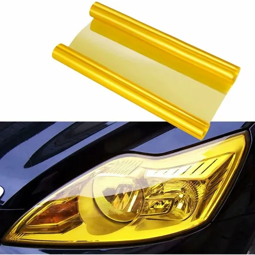 30Cm×100Cm Car Fog Light Tail Light Vinyl Film Sticker (Yellow)