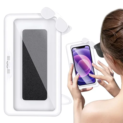 Shower Phone Holder, Waterproof Phone Box, Wall Mount Phone Case, 360° Swivel Phone Stand, Anti Fog Touch Screen Phone Mount, Wall Phone Mount for Bathroom Wall Mirror Bathtub Kitchen, Pink