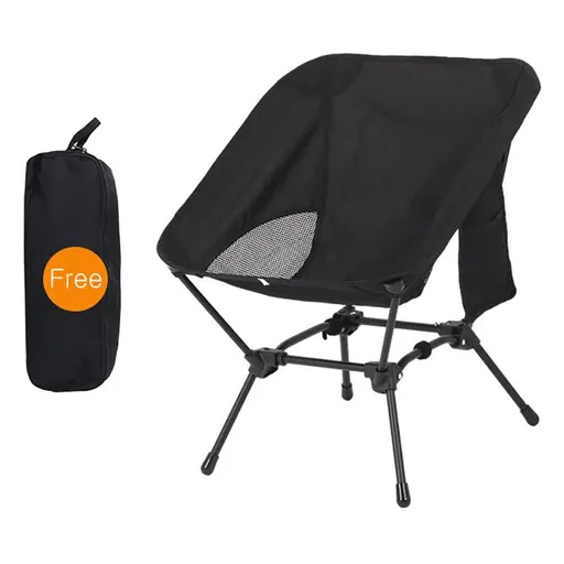 Portable Lightweight Folding Beach Chair Compact Design Black