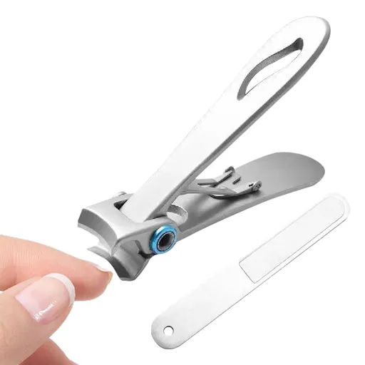 Nail Clippers Set - Fingernail Cutters | Effortless Professional Stainless Steel Nail Cutter with Nail File | Anti-Splash Manicure
