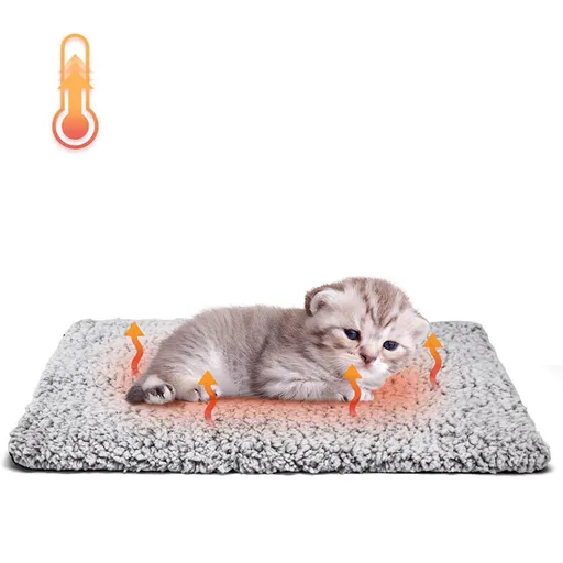 Self-Heating Pet Mat Thermal 50 x 40 CM Waterproof Soft Cotton Fleece for Dogs and Cats Removable Zippered Cover Machine Washable