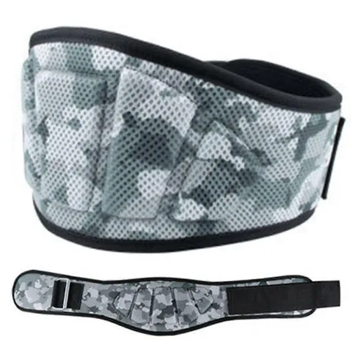 Adjustable Weightlifting Belt, EVA Nylon Lumbar Support Belt for Powerlifting, Bodybuilding, Gym Fitness and Strength Training - Black Camouflage M
