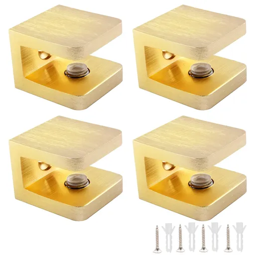 4pcs Shower Shelf Clips Glass U Clamp Shelf Adjustable Support Bracket No Drill on Glass Clips Shelf Hardware