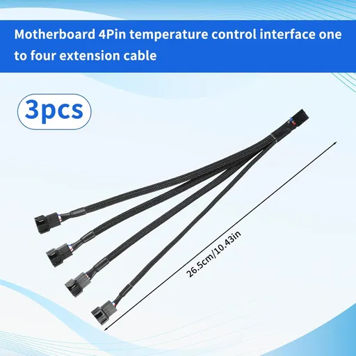 3 PCS Fan Splitter 4 Pin+3 Pin Computer PC Case PWM Fan Splitter Cable 1 to 4