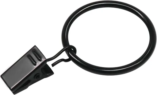Curtain Rings with Clips Black - 40 Pcs Metal Drapery Clip Ring 1.26 in Interior Diameter, Fits up to 1 in Curtain Rod
