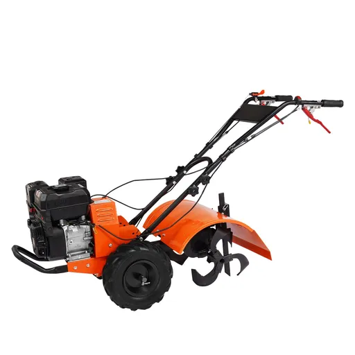Tiller Cultivator Gas Powered, 212CC 4-Stroke Garden Cultivator, Tiller with 4 Steel Adjustable Rear Tines for Lawn, Garden and Field Soil Cultivation