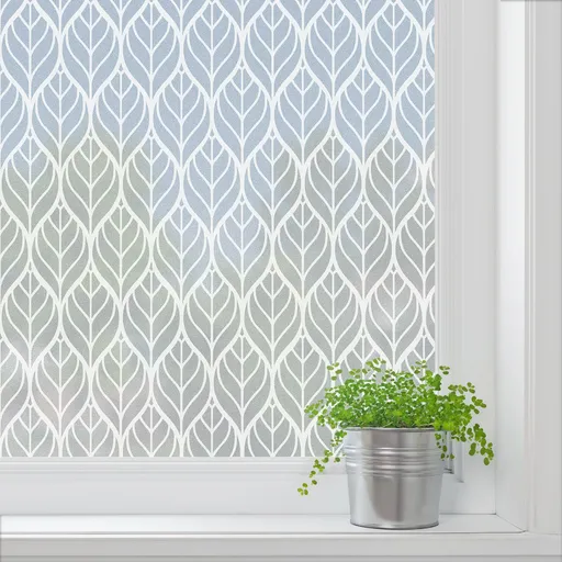 Window Privacy Film Frosted Window Sticker Static Cling Window Film Leaf Pattern Glass Film, No Adhesive Removable Privacy Window