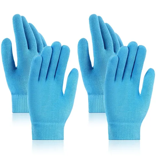 2 Pairs Dry Hand Healing Moisturizing Gloves Hydrating Cracked Hand Healing Gloves with Gel Lining Soft Spa Reusable Gloves (Blue)