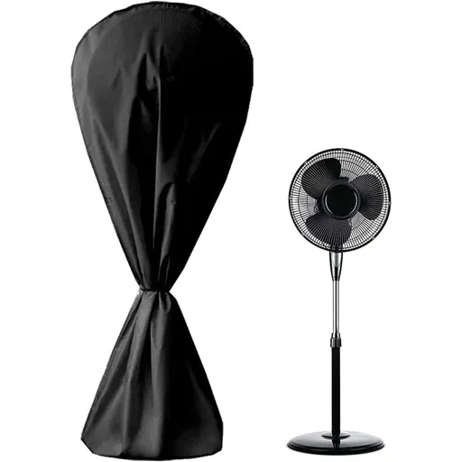 Electric Fan Dust Cover Heavy Duty Standing Round Fan Cover Washable All Electric Fan Sleeve Waterproof Dustproof Protective Cover for Pedestal Stand Fan Floor Fan - Black 145*75cm