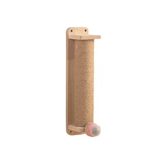 2Style Wood Wall-Mounted Natural Sisal Rope Cat Scratching Claw Grinding Pet Toy - Single Column Pink