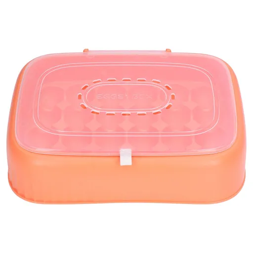 24 Eggs Containers ABS Egg Tray Storage Box Refrigerator Organizer Bins with Breathable VentsOrange
