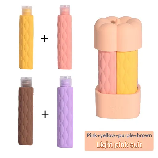 Silicone Travel Bottles Set Leakproof 60ml Light Pink 4 Piece