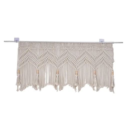 Doorway Curtains Wall Hanging Window Curtain Panels Closet Room Divider Boho Wedding Decor Backdrop Boho Kitchen Valance (Ivory White, 52''W x 21''H)