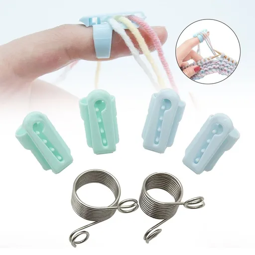 Hewann Plastic Yarn Thimble Plastic Yarn Knitting Thimble Set - 4 Flexible Yarn Finger Holders for Comfortable Weaving & Crochet - Craft Tool for DIY Knitting Projects & Gifts