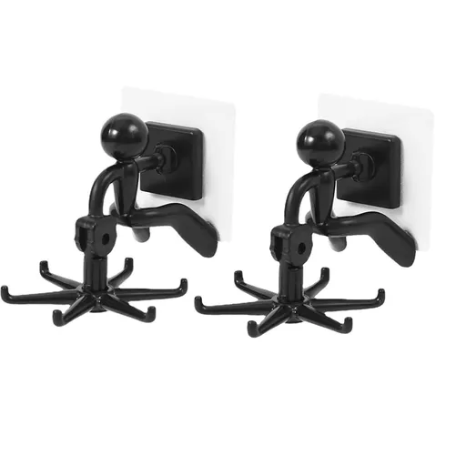 Kitchen Utensil Hanger with 6 Hooks, 2 Pack Under Cabinet Utensil Holder 360° Rotatable Kitchen Hooks Utensil Organizer (Dwarfs)