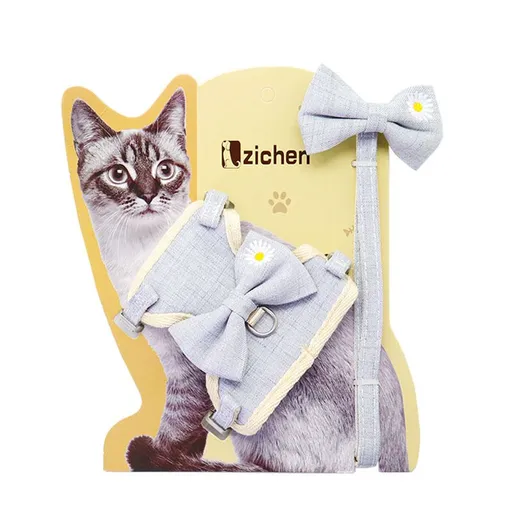 Pet Traction Strap Polyester Cat Dog Grey (embroidered) S-size cotton nylon mesh cat pull chest