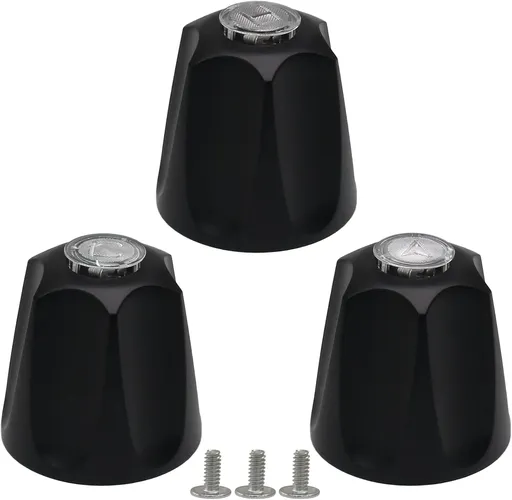 Biaungdo Black Shower Knob Replacement Set of 3, Bathtub Faucet Handles Include Hot and Cold/Diverter Shower Knob for Remodeling Trim