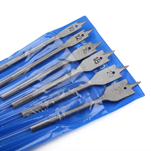 6-Piece Spade Drill Bits Set, Wood Drilling Tools for Power Drills