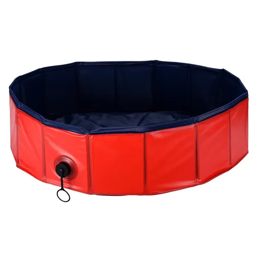 Foldable Dog Pet Pool Bathtub, Red, M