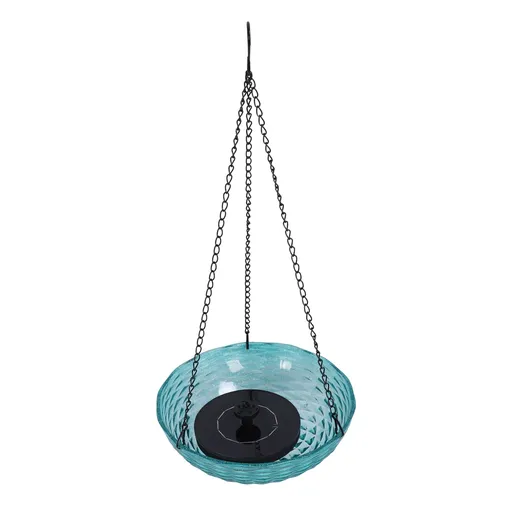 Hanging Solar Bird Bath Fountain Set 9.3in Diameter Bird Bath Bowl with Solar Powered Pump for Outdoor Garden Backyard Patio Sky Blue
