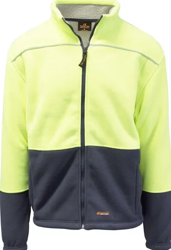 HI VIS Polar Fleece Sherpa Jacket Full Zip Thick Lined Winter Safety Jumper - Yellow