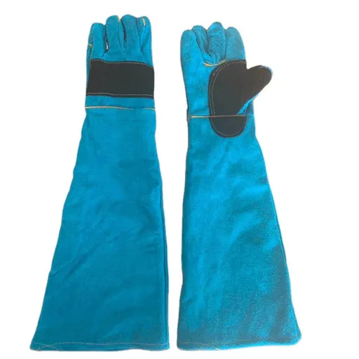 Animal Handing Gloves Bite Proof Reinforced Multipurpose Pet Glove Padding Dog,Cat Scratch,Bird Handling Falcon Gloves Grabbing,Reptile Squirrel Snake Bite（45cm Emerald Blue）