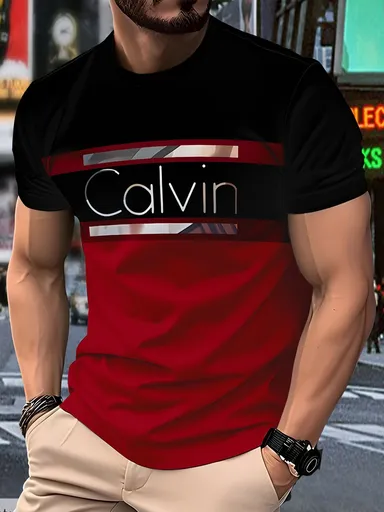 Men'S Casual T-Shirt Short Sleeve Tee Polyester Round Neck Lightweight Everyday - Black - Size L(AU L/EU50)