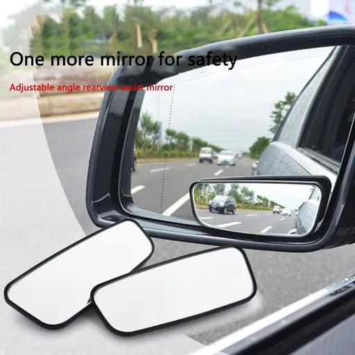 360 Degree Rotating Wide Angle Rear View Mirror - Frameless HD Glass Blind Spot Mirror for Car SUV - Pair of 2 Side Mirrors with Adhesive Tape for Outdoor Parking and Lane Changing Assistance