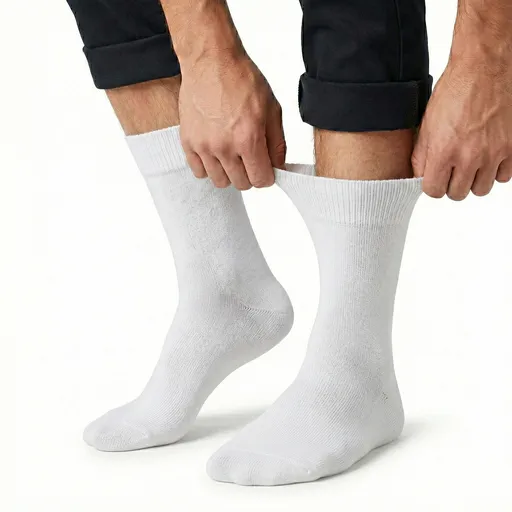 1x Pair COTTON Rich LOOSE TOP SOCKS Circulation Diabetic Comfort in White