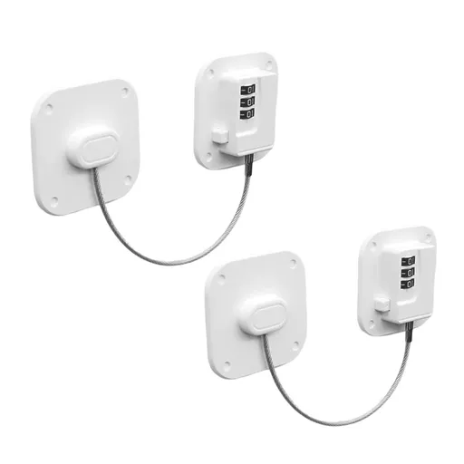 2 Pack Refrigerator Lock Combination, White Child Safety Fridge Coded Lock, No Drilling Cabinet Safety Security Lock for Babies