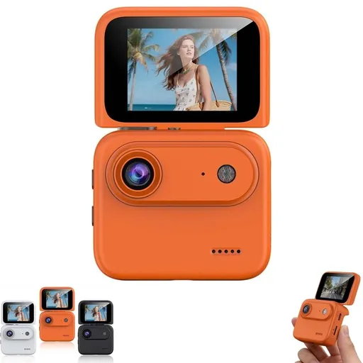 Multi-Functional Flip Screen Action Camera, 4K HD Anti-Shake 143° Wide-Angle, Flip Screen & 360° Panorama, Travel Sports Camera for Cycling Skydiving Vlogging