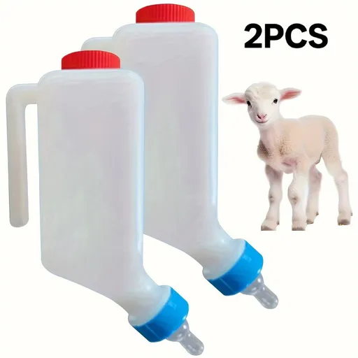 2-Pack Goat Milk Portable Bottle Set, Made of Sturdy PP Material. This Plastic Feeding Bottle Comes with a Handle, Designed for Lambs and Baby Goats, No Electricity or Batteries Required Set