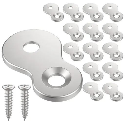 15 Pcs Figure 8 Table Top Fasteners, Heavy Duty Desktop Connectors with Mounting Screws for Desk and Table Tops, Nickel Color