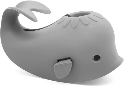 Baby Bath Faucet Cover - Soft silicone safety protector for children, toddlers and babies - Cute whale design, nice bath gift for children - gray