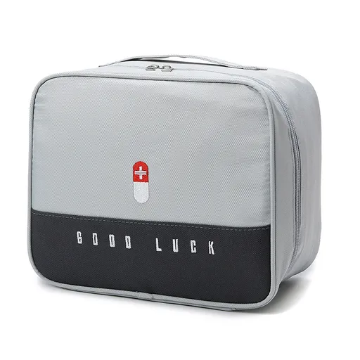 Grey Large Capacity Empty First Aid Kit 25 x 14 x 20 CM - Durable Oxford Cloth Emergency Medical Storage Bag for Home Car Camping Travel