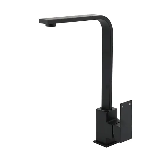 Matt Black Square Gooseneck 360 Swivel Laundry Sink Kitchen Mixer Faucet Tapware