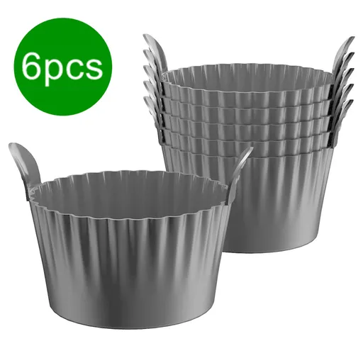 Grey Silicone Egg Poaching Mold – 6-Pack, Heat-Resistant, with Side Handles for Air Fryer, Oven, Microwave and Multi-Cooker Use