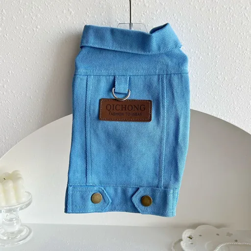 Pet Denim Jacket Qichong Small Dog Spring Autumn small blue jacket