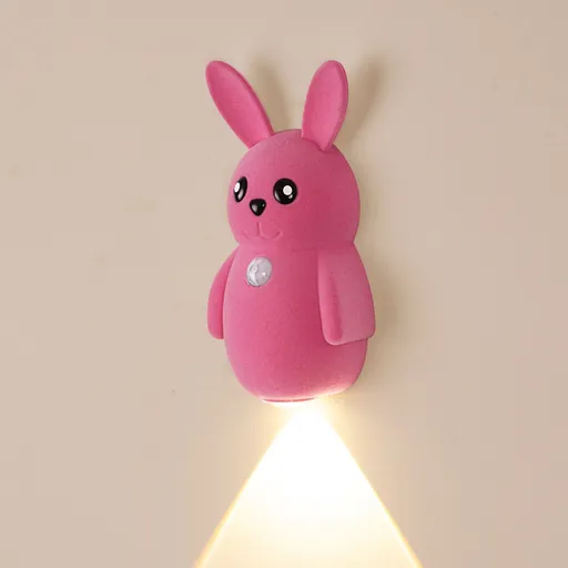 Adorable bunny-shaped motion sensor wall light with magnetic mounting, flicker-free LED, and three color temperatures—perfect for bedrooms, hallways, and staircases to create a warm, hands-free glow at night. (Pink, 1PCS)