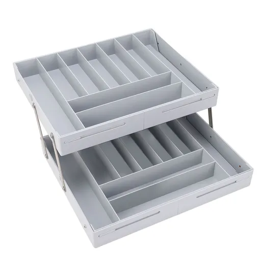 Drawer Foldable Organizer Tray Multifunctional Space Saving Multi Level Expandable Desk Organizer Grey