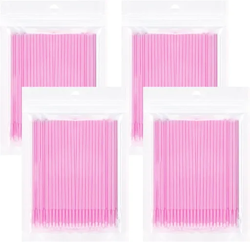 400PCS Micro Brush Disposable Micro Swabs for Eyelash Extension, Nails, Eyeliner(Head Diameter: 2.0mm Pink)