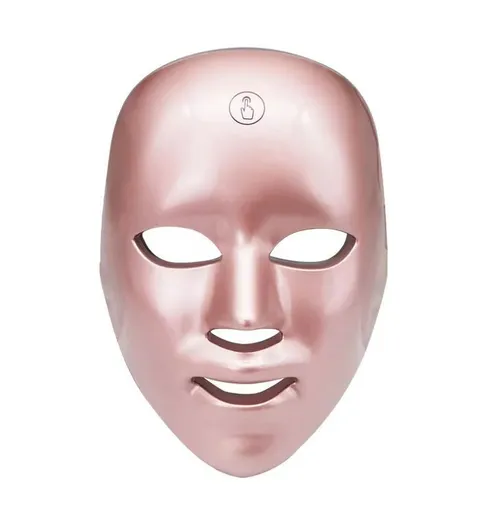 Red Light Mask for Face, 7 Color Red Light Facial Masks, At-Home Facial Care Device, Portable, Cordless, and Rechargeable - Rose Gold - Size 230mm